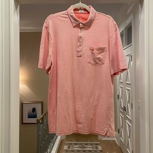 Johnnie O peach and white striped polo (gh)